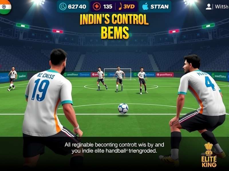 Elite Handball King gameplay screenshot showing Indian team